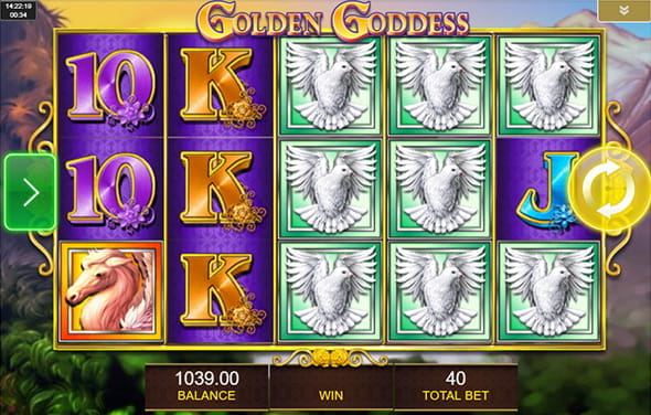 Los seres mágicos de la slot Golden Goddess de IGT con un pegaso y un ave mágica.