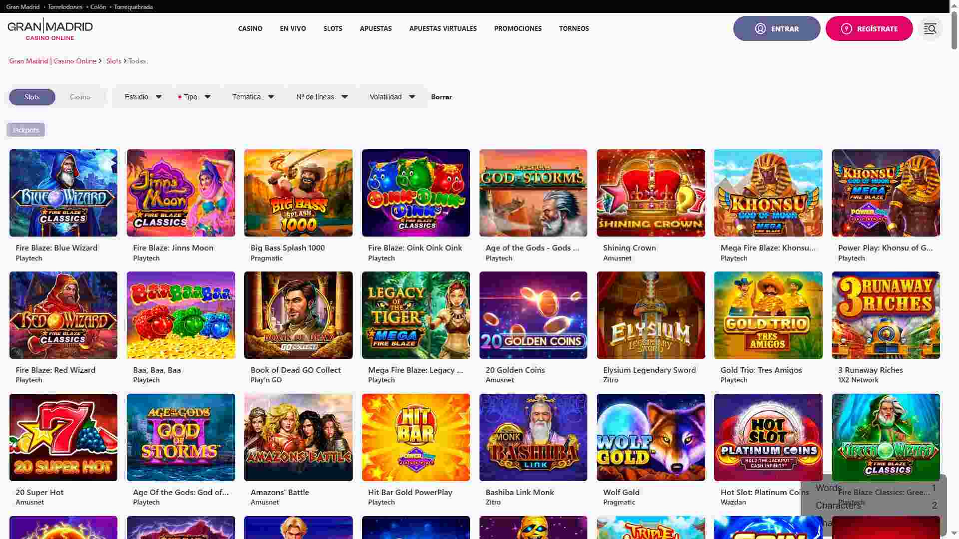 Jackpots progresivos en Gran Madrid Casino Online