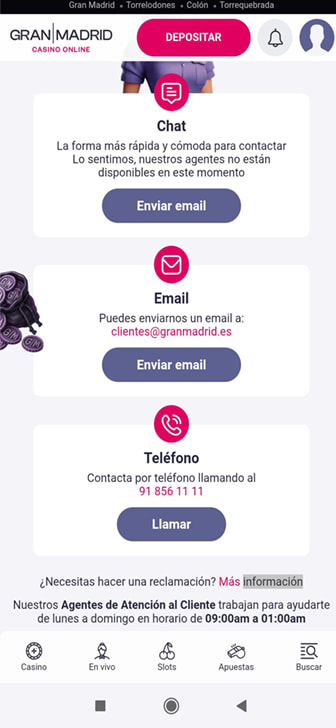 Canales de atención al cliente disponibles en un casino online seguro.