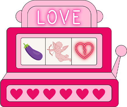 Máquina tragaperras mostrando las probabilidades del amor en apps de citas